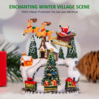 Christmas Snow Globes Lantern with Music, Winter Village Scene Snow Globes with Swirling Glitter Effects, USB/Battery Powered with 6-Hour Timer, Christmas Decorations