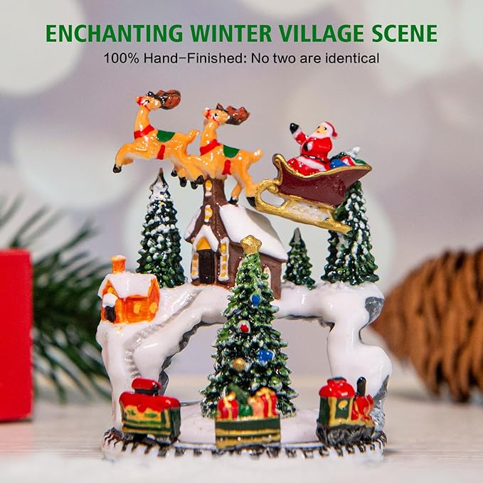 Christmas Snow Globes Lantern with Music, Winter Village Scene Snow Globes with Swirling Glitter Effects, USB/Battery Powered with 6-Hour Timer, Christmas Decorations