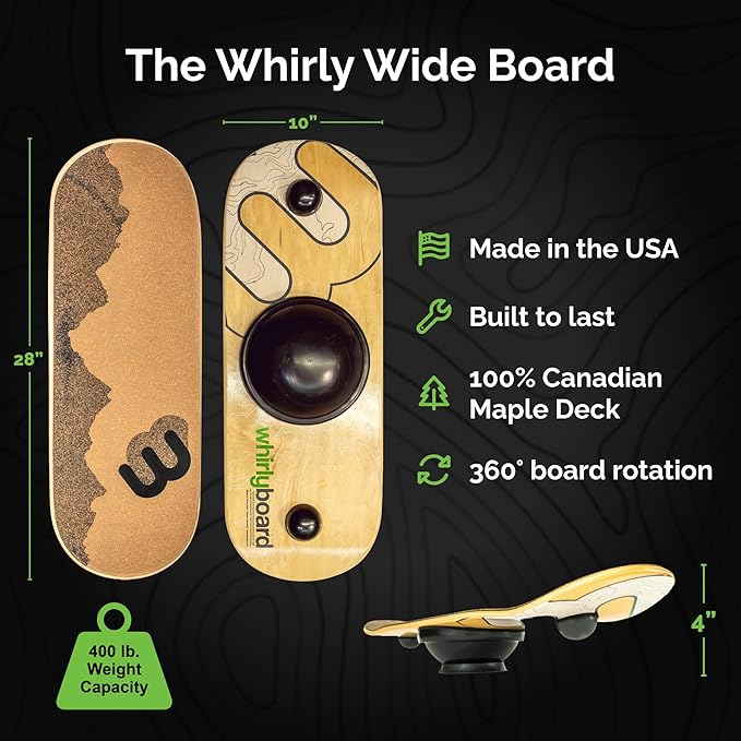 Whirly Board - Wide Standing Desk Balance Board with Standing Desk Mat and Stabilizing Ring - Anti-Fatigue Balance Board for Standing Desks