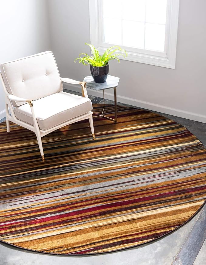 Unique Loom Barista Collection Area Rug - Icatu (7' 10" Round, Beige/ Brown)