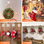 Wreath Hangers for Front Door, 6 Pack Large Wreath Door Hanger for Easter Christmas Halloween-Decorations, Heavy Duty Over-The-Door-Hooks, Adhesive-Wall-Hooks for Garland Home-Decor Inside Outside