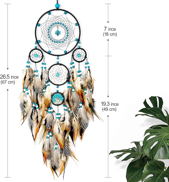 Dream Catchers for Adults Large Dream Catchers Black Dream Catcher Turquoise Wall Decor for Bedroom Adult Brown Boho Dream Catcher Wall Decor Tree of Life Suncatcher Hanging