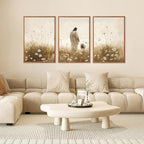 KAIRNE Jesus Wall Art Set of 3(24”X36”),Lost Sheep Wall Decor,Religious Scripture Art Print,Christian Bible Wall Paintings,White Floral Pictures for Church Bedroom Living Room Office Decoration,Framed