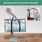 BALEINE 4-Pack Oversized Moving Bags with Reinforced Handles, Heavy-Duty Storage Tote for Clothes, Moving Supplies (Clear, 4-Pack)