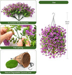 Homsunny Artificial Fake Hanging Plants Flowers Baskets for Outdoor Outside Spring Decor,Faux Silk Daisy UV Resistant Look Real Summer Decorations for Home Porch Patio Yard Garden(Purple