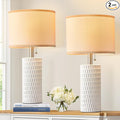 Reaketon 20" Small Ceramic Table Lamps for Bedroom Set of 2, Modern Table Lamps for Night Stands, Living Room, Home Office and Hallways, White