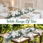 2 Pack Artificial Wedding Arch Flowers, White Flowers for Arch Backdrop, Wedding Decorations Faux Floral Swag, Reusable Flower Garland for Ceremony Reception Decoraction Table Home Isle Decor