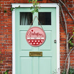 Happy Valentine's Day Welcome Door Sign 12”x12” Valentines Day Decorations Door Hanger Rustic Wooden Hanging Wall Plaque Sign Valentine Wreaths for Front Door Porch Farmhouse Housewarming