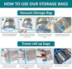 Cozy Essential Vacuum Storage Bags, Compression Space Saver Bags for Clothes, Comforters, Blankets, Pillow, Bedding, Sealer Clothing Storage,30 Combo