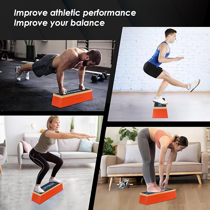 EVERYMATE Squat Block Athletic Balance Trainer for Stretching, Fitness, and Physical Therapy, Improve Balance, Stability, and Athletic Performance, Home Gym and Personal Training Equipment