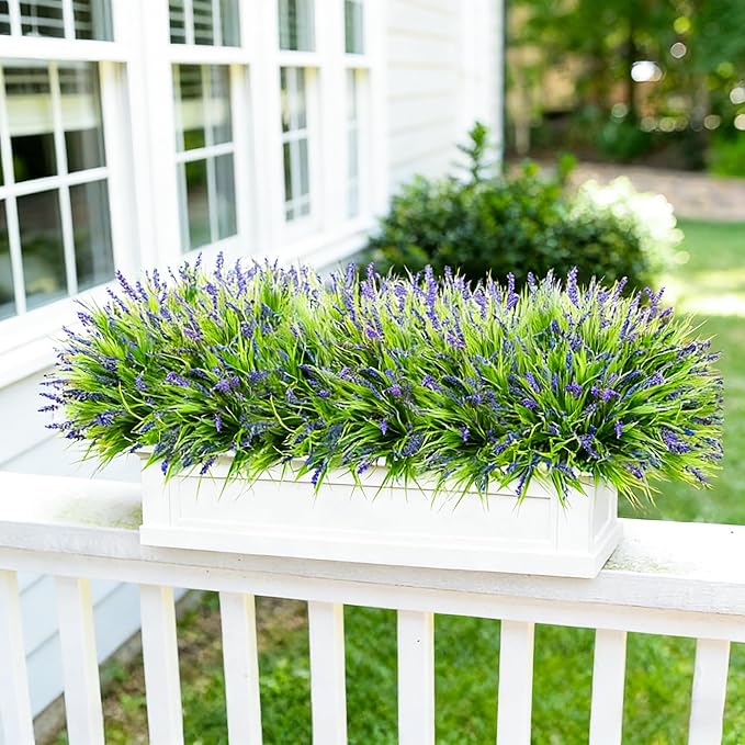 Ivydale Artificial Plants Fake Flowers Monkey Grass for Outdoors,UV Resistant Realistic 20PCS Red Faux Greenery Shrubs Outside Decor for Home Garland Porch Patio Balcony Planter Yard Office Pathway