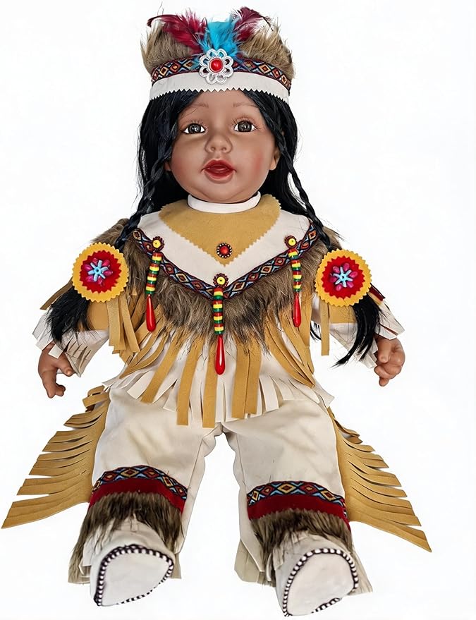 KINNEX COLLECTIONS SINCE 1997 22" Collectible Native American (Indian) Vinyl Doll - VM221079 (Malini)