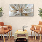 Flower Wall Art Vintage White Floral Canvas Pictures Abstract Blooming Flower Prints Painting Large Abstract Botanical Blossom Wall Decor Elegant Artwork for Bedroom Living Room Home Decoration 24x48"