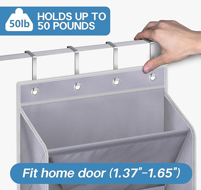KEETDY Over The Door Shoe Organizer Fit Big Shoes Large Shoe Rack for Door Hanging Shoe Organizer for Closet Door Storage Boots, Grey