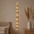 opulinea 32 Inch Hammered Gold Moon Phase Metal Wall Decor with LED String Lights, Celestial Hanging Wall Sculpture, Boho Lunar Wall Art for Bedroom, Living Room, Bathroom, Apartment