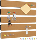 Vuzvuv 5 pcs Bulletin Board Bar Strips with 35 Pushpins ，Self Adhesive Cork Board for Wall，Felt Pin Board for School，Office Decor(Wood Brown)