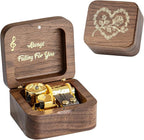 Cant Help Falling in Lov Wind Up Wooden Music Box, Vintage Musical Gifts for Birthday Christmas Valentine's Day Anniversary (Walnut)