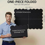 Scalloped Black Felt Bulletin Board 36x24 Inches - Self-Adhesive Foldable, with 30 Pushpins, Cork Board Alternative - Decorative Pin Board for Wall, Home, Office & School (Black, 36"x 24")