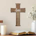 dsjaidh Cross Wall Decor - Wood Color Scripture Wooden Cross For Wall - Rustic Wooden Hanging Signs Christian Easter Decor for Home Office Church Baptism - Christian Gifts for Men Women (Love)- A03