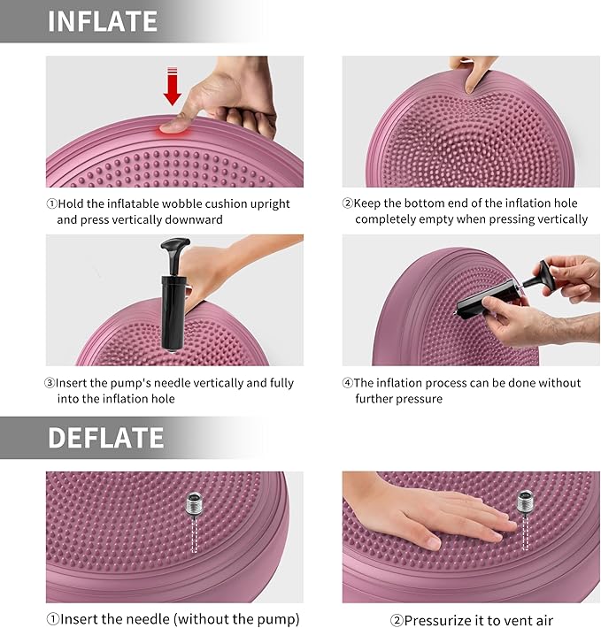 Inflated Wobble Cushion,Circular Non-slip Texture for Comfortable Sitting,Extra Thick Dyna Disc with Pump for Core Strength,Wiggle Seat to Improve Posture,Fitness,660lb Load Capacity