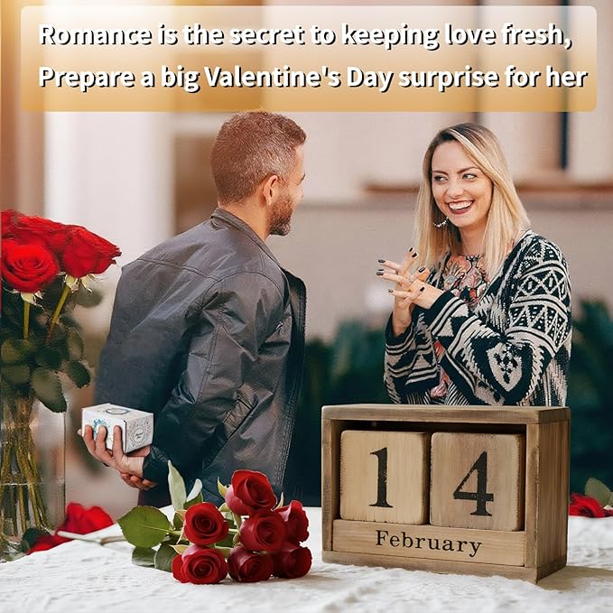 Music Box Romantic Valentines Day Gift for Her Him, Antique Laser Engraved I Can't Help to Falling in Love with You Hand Cranked Musical Box for Women Wedding,Anniversary,Birthday