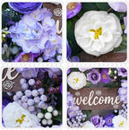 24 Inch Spring Summer Wreaths for Front Door, Luxury Hydrangea Door Wreaths for Front Door Outside All Season,Summer Door Wreath for Farmhouse French Country Home Wall Porch Decor