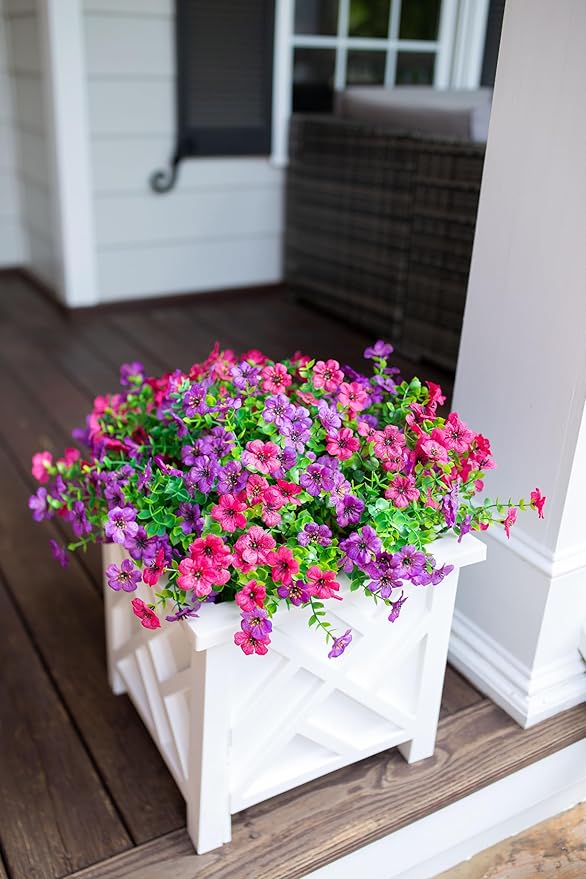 Artificial Flowers for Outdoors Daisy 12 Bundles for Home Decoration, Faux Flower Fake Plants Outside Decoration with Eucalyptus UV Resistant for Planter Porch Patio Yard Garden