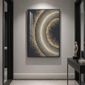 Framed Black and Gold Abstract Wall Art, Modern Luxury Bright Prints Paintings Artwork for Walls, Contemporary Gold Circle Pictures for Living Room Entryway Hallway Dining Bedroom Wall Decor 24x36 In