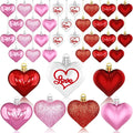 Valentine's Day Decor Heart Ornaments 36 Pcs Heart Shaped Baubles Red Pink White Hanging Decorations for Valentine's Day Christmas Wedding Anniversary
