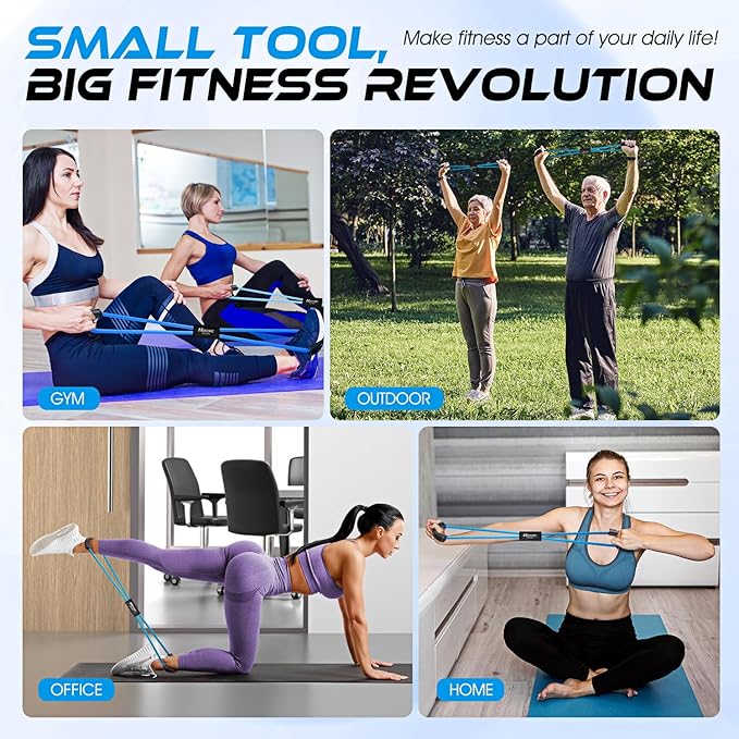 Resistance Bands, Figure 8 Resistance Band, Exercise Bands with Handles, Weights Workout Bands for Arms, Back, Shoulder, Leg, Physical Therapy, Pilates, Home Workout Equipment That Replace Dumbbells