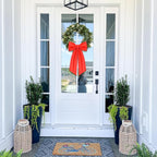 2 Pcs Red Wreath Sash for Front Door Linen Wreath Ribbon Bow for Yard Porch Garland Home Decor