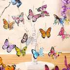 Geelin 36 Pcs Summer Wood Hanging Ornaments for Tree Mini Tree Decorations Hawaiian Beach Wooden Pendant Decorations with String for Luau Party Supplies(Butterfly)
