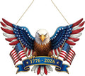 250 Anniversary 4th of July Decoration Door Wreath for Front Door Sign Patriotic Eagle Wall Signs 250 Years of Freedom 1776-2026,Independence Day Patriotic Day Wreath Memorial Day Hanging for Home