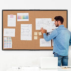 Extra Large Cork Bulletin Board 72" X 48", Foldable Notice Pin Board for Wall, Black Aluminium Framed 6'x4' Corkboard, Wall Mounted Noticeboard with 32 Push Pins for School, Home & Office