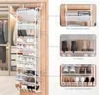 Whitmor 27 Pair Over The Door Shoe Organizer, 11 Tier Hanging Shoe Organizer, Heavy Duty Metal & Mesh Shoe Holder, Hanging Shoe Rack for Closet Organizer & Storage,74.8"L x 21.7"W x 7.5"H, White