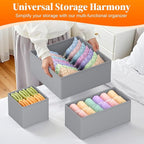 Drawer Organizer Clothes, 16 Pack Drawer Organizers and Underwear Organizer for Nursery, Dividers Clothes Organizer, Closet Organization and Foldable Storage Bins for Socks, Bra, Tie, Grey