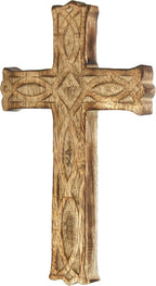 Hosley Hand-Carved Wooden Cross – 8 Inch Rustic Faith Wall Decor | Christian Gift, Prayer Room, Home Blessing, Wedding & Baptism Keepsake