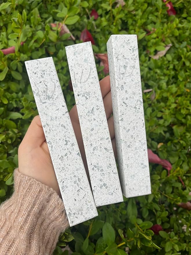A&S Mezuzot Quartz Mezuzah Case with Engraved Shin Design Easy Peel and Stick Judaica Door Mezuza (White Speckled, 6 Inches)