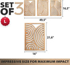 qmmp Modern Wooden Wall Sculptures - Set of 3 - Home Decor Accent - Large Wall Art for Living Room, Bedroom, Office - Easy Installation (Oak, Large - Orbit)