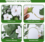 HyeFlora Artificial Flowers for Outdoors 2PCS Spring Faux Morning Glory Look Real Silk Flowers for Outside Planter UV Resistant Fake Flowers for Home Garden Balcony Yard Porch Deco (White)