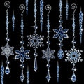 Giegxin 32 Pcs Crystal Christmas Ornaments Crystal Hanging Snowflakes Acrylic Xmas Tree Icicle Drop Decorations with Hooks for Christmas Snow Party Winter(Light Blue)