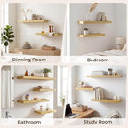 RICHFOCUS 20Inch Floating Shelves for Wall 2 Pack Shelves for Bedroom|Kitchen|Bathroom|Laundry Room Rustic Wood Wall Mounted Shelf with Invisible Brackets for Books|Storage|Decor, Oak