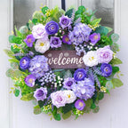 24 Inch Spring Summer Wreaths for Front Door, Luxury Hydrangea Door Wreaths for Front Door Outside All Season,Summer Door Wreath for Farmhouse French Country Home Wall Porch Decor