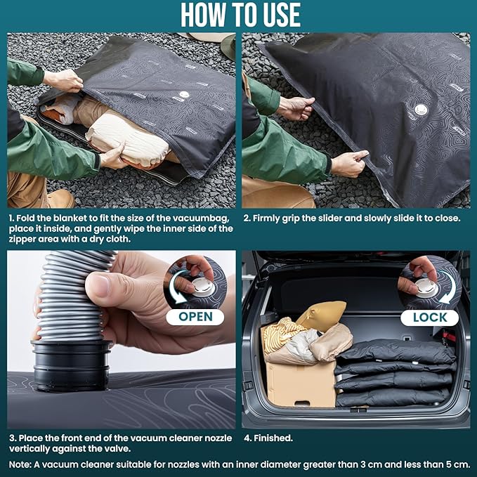 TAILI Outdoor Vacuum Storage Bags 3 Pack, Travel Compression Bags (39x29 inch), Tear-Proof Vacuum Seal for Camping, Cushion, Clothing, Waterproof, Wearproof, Punctureproof