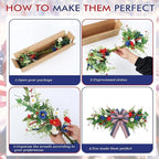 4th of July Patriotic Floral Swag Artificial Red White and Blue Independence Day Front Door Daisy Flowers Twigs Swag Memorial Day 250th Anniversary Veterans Day Decor for Arch Wall Home Door Decor