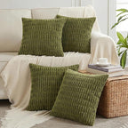 Fancy Homi 4 Packs Decorative Throw Pillow Covers for Living Room Couch Bed, Modern Farmhouse Boho Home Décor Accent Cushion Case, 16" x 16", Moss Green