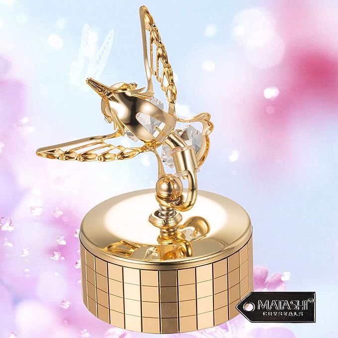 Matashi Valentine's Day Gift for Women - Swan Lake Wind-Up Music Box with 24K Gold Plated Crystal Studded Piano Figurine - Tabletop Showpiece for Home, Office, Living Room for Her