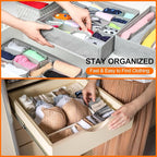 uxcell 1 Set Foldable Cloth Storage Box, 6 Slots Fabric Socks Underwear Drawer Dividers Organizers Baskets Bins for Clothes Socks Scarves Ties, Dark Gray
