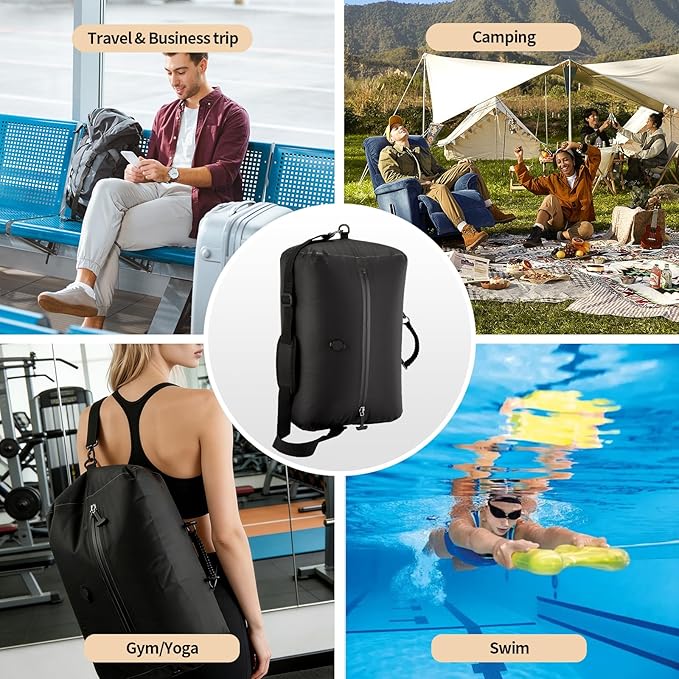 Vacuum Bags for Travel with Wireless Pump, 38L Reusable Vacuum Compression Bags with IP67 Waterproof Zipper 70D Nylon Vacuum Seal Packing Cubes Space Saver Bags for Carry On Backpack