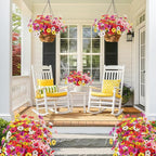 MACTING Artificial Spring Flowers for Outdoors 6 Bundles Fake Flowers UV Resistant Faux Plastic Plants No Fade for Planters Window Box Patio Porch Garden Yard Indoor Outside Decorations(Mix Color-1)